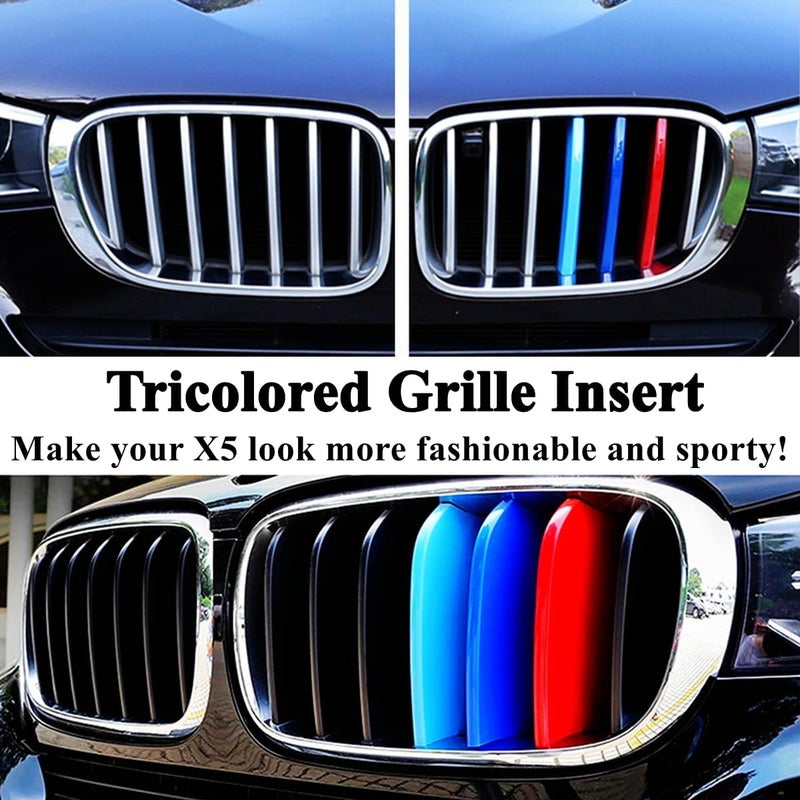 Goodream Tricolored Grille Insert Trims Compatible With 2014-2018 F15 X5 and 2015-2016 F16 X6 (Does not fit 2017 X6) Center Kidney Grill (7Beams) - Image 3
